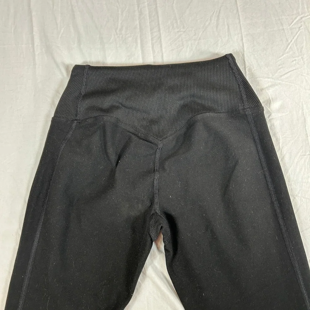 Alo Yoga Alosoft Lounge Legging Black High Waist Ribbed Cuff W5762R Small